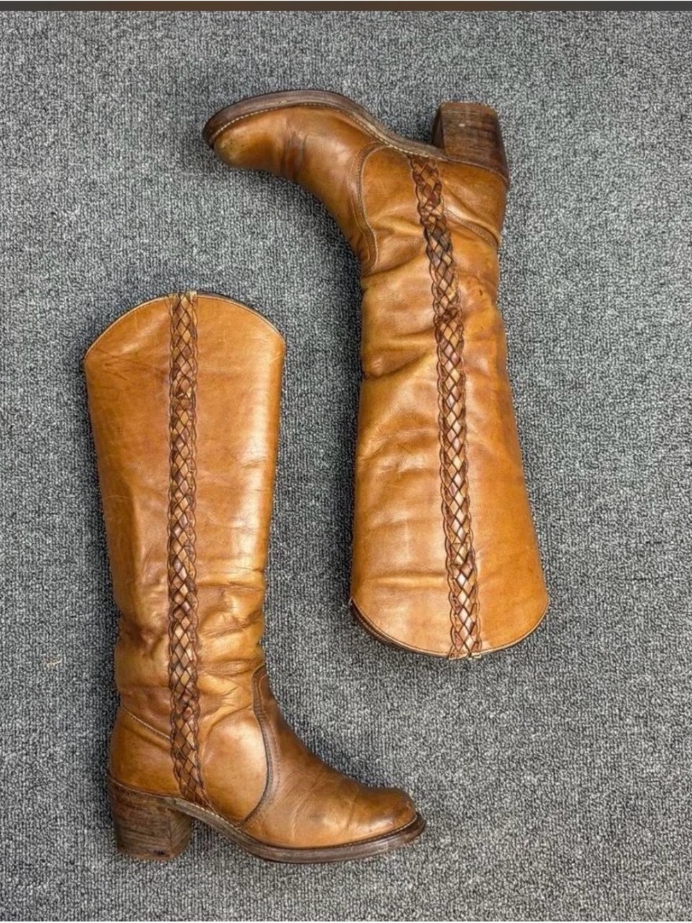Frye Braided Tall Leather Boots - Brown